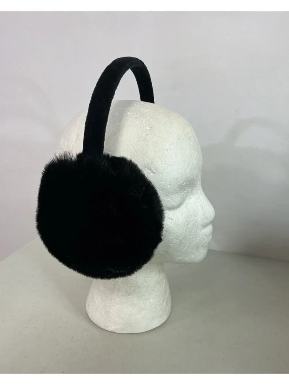 Large Black Puffy Earmuffs Womens One Size New